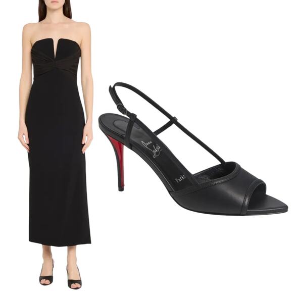 Christian Louboutin Miss Z Open Toe Slingback Sandal Black Size 39.5 - Picture 1 of 14